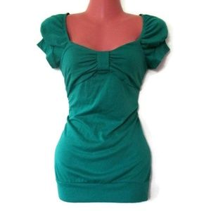 y2k NWT new kelly green bow shirt size extra small xs